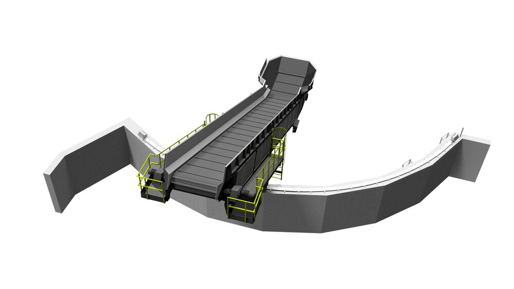 Slewing conveyors for controlled material distribution
